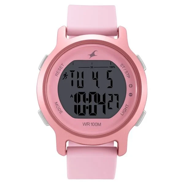 Fastrack Street Line Digital Dial Pink Silicone Strap Watch for Girls