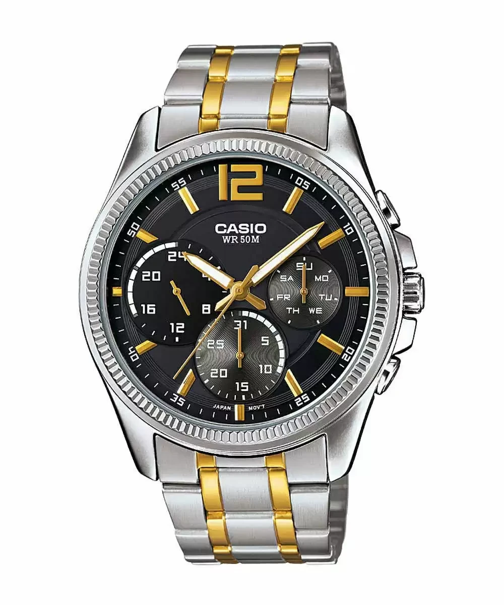ENTICER MEN MTP-E305HSG-1AVIF - A1663 Two-Tone Multi-Dial - Men's Watch