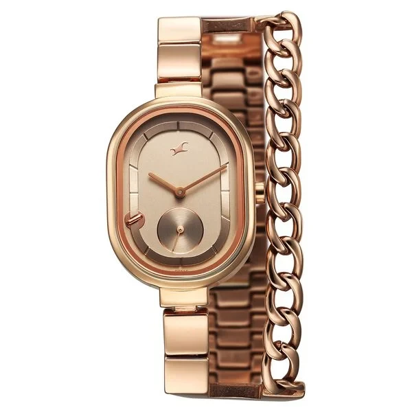 Fastrack Maximinimal Quartz Analog Grey Dial Stainless Steel Strap Watch for Girls