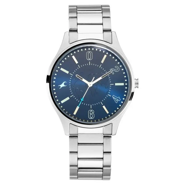 Fastrack Tripster Quartz Analog Blue Dial Stainless Steel Strap Watch for Guys
