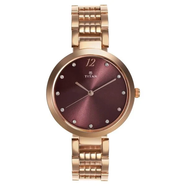 Titan Sparkle Purple Dial Analog Stainless Steel Strap Watch for Women ns2480wm02 Women's Watch