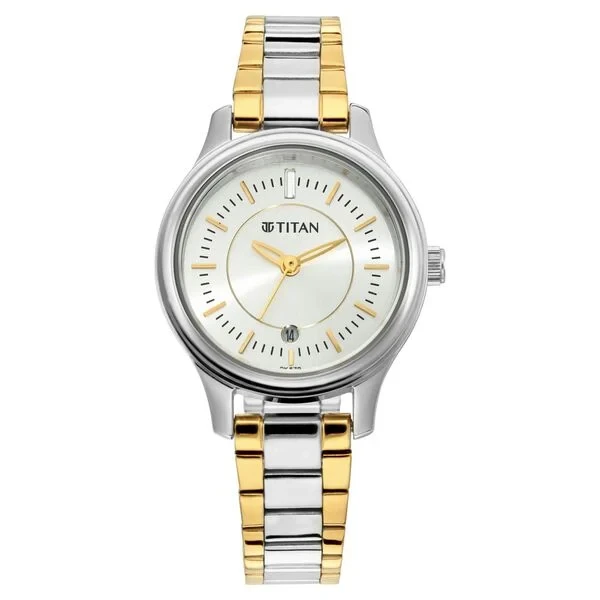 Titan Quartz Analog with Date Silver Dial Metal Strap Watch for Women ns2638bm01 Women's Watch