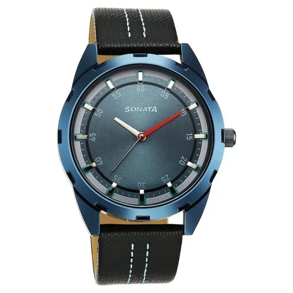 7149ql02 Sonata Blues Quartz Analog Blue Dial Metal Strap Watch for Men