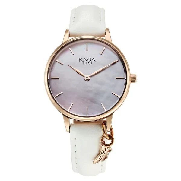Titan Raga Showstopper Quartz Analog Mother Of Pearl Dial Metal Strap Watch For Women 95274wl03 Women's Watch