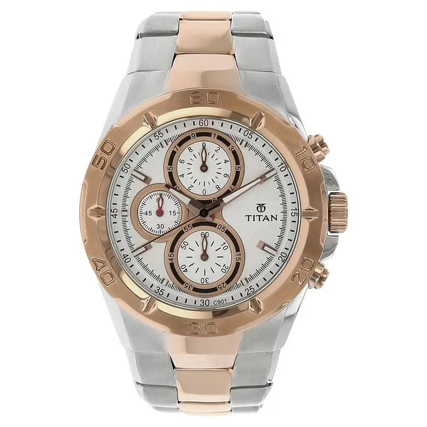 Titan Regallia Rose Gold Chronograph Stainless Steel Strap Watch for Men ns9308km01 Men's Watch
