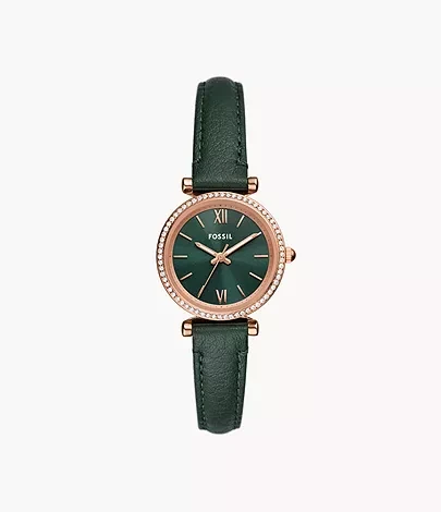Carlie Three-Hand Green LiteHide™ Leather Watch