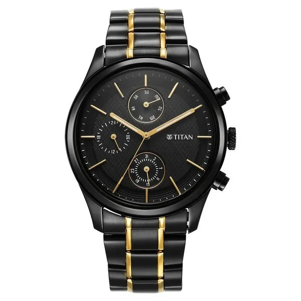 Titan Quartz Analog with Day and Date Black Dial Watch for Men ns1805km06 Men's Watch