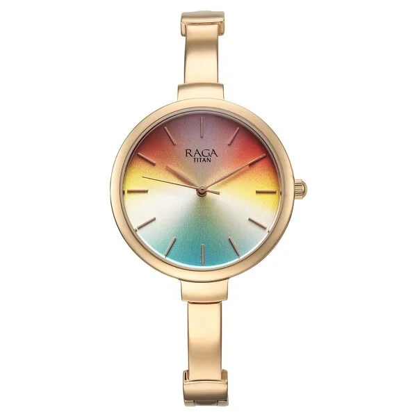 Titan Raga Showstopper Quartz Analog Multicoloured Dial Metal Strap Watch for Women 95273wm01 Women's Watch
