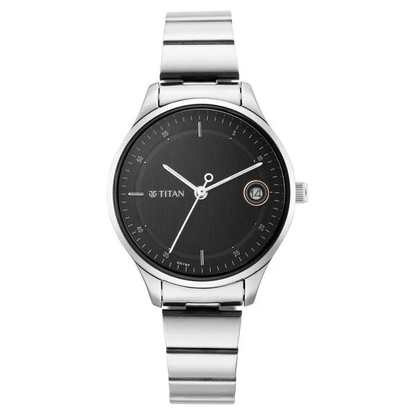 Titan Workwear Black Dial Women Watch With Stainless Steel Strap ns2649sm01 Women's Watch