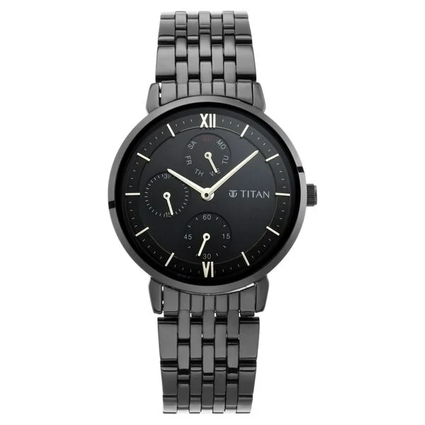 Titan Women's Regal: Roman Numeral Black Dial & Metal Strap Watch ns2652nm01 Women's Watch