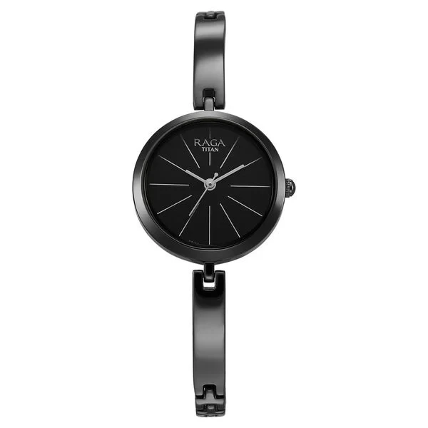 Titan Raga Viva Quartz Analog Black Dial Grey Metal Strap Watch for Women ns2606qm04 Women's Watch
