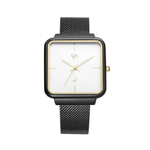 Fastrack Vyb Minimalist Quartz Analog Silver Dial Stainless Steel Strap Watch for Girls