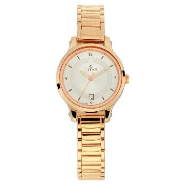 Titan Quartz Analog with Date Silver Dial Stainless Steel Strap Watch for Women ns2602wm01 Women's Watch