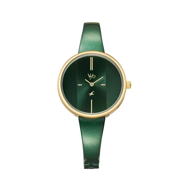 Fastrack Vyb Siren Quartz Analog Green Dial Metal Strap Watch for Girls