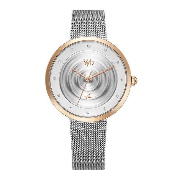 Fastrack Vyb Manifester Quartz Analog Silver Dial Stainless Steel Strap Watch for Girls